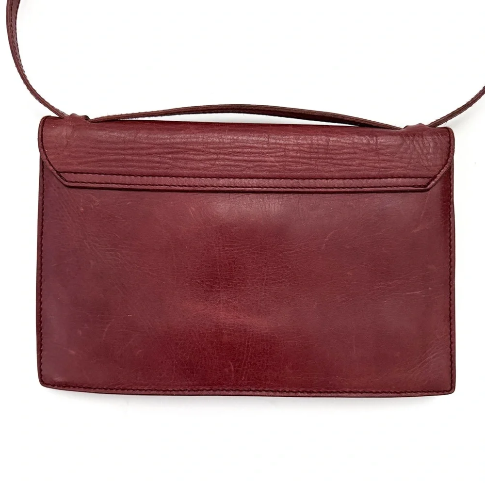 Madewell The Slim Red Brown Leather Convertible Crossbody Shoulder Bag Trifold - Picture 5 of 8